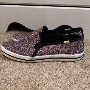 Kate Spade/Keds sparkly slip on sneakers